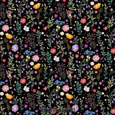 7943 sort med blomstereng patchworkstof - postgaarden.com