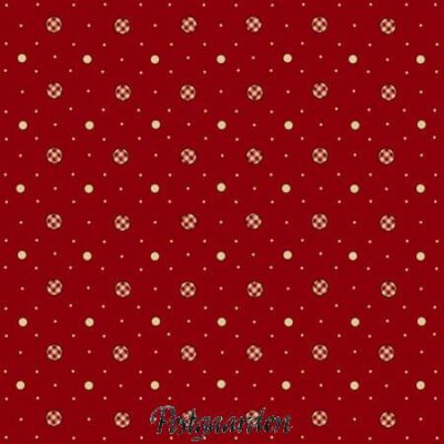 7949 rød med bolde med tern patchworkstof - postgaarden.com