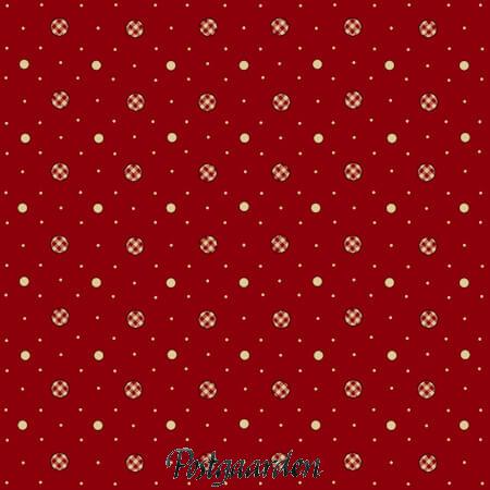 7949 rød med bolde med tern patchworkstof - postgaarden.com