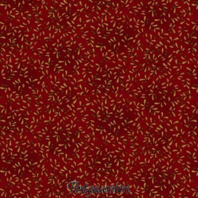 7944 rød med blade patchworkstof - postgaarden.com