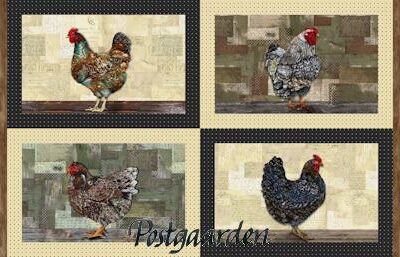 7946 panel dækkeserviet høns patchworkstof - postgaarden.com