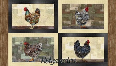 7946 panel dækkeserviet høns patchworkstof - postgaarden.com