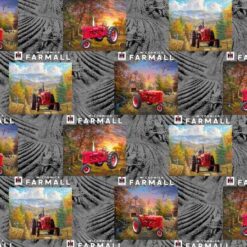 7956 grå med farmall traktorer patchworkstof - postgaarden.com