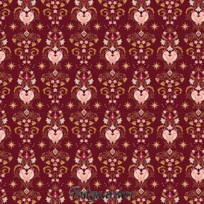 7965 Bordeaux med fugle patchworkstof - postgaarden.com