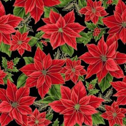 Røde julestjerner på patchworkstof - Varenr. 7975
