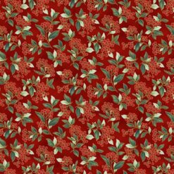 7976 Patchworkstof i Rødt med røde bær og grønne blade - Varenr. 7976
