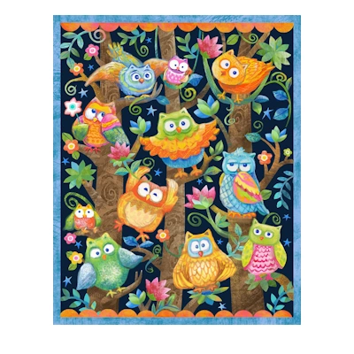 Panel med ugler patchwork - 097997