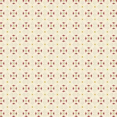 Beige med rødt mønster patchworkstof - 7992