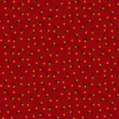 Rød med gren patchworkstof - 7993