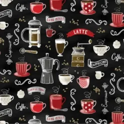 Sort med kaffe patchworkstof - 7995