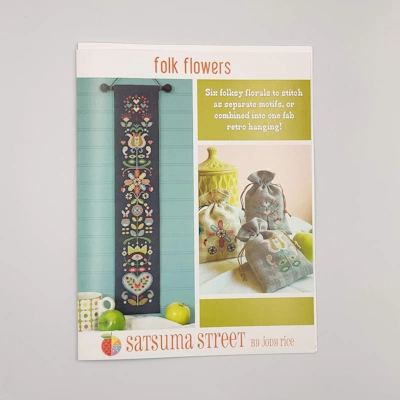 folk flowers korssting broderi mønster