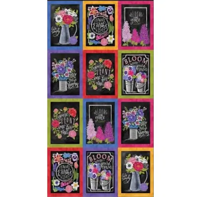 panel med blomster patchworkstof