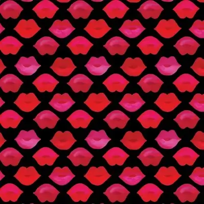 Sort med røde læber patchworkstof