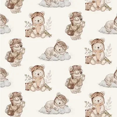 8062 Beige med bamser patchworkstof