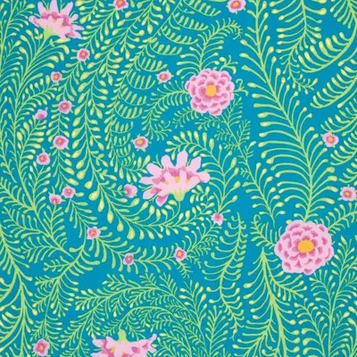 8070 turkis Ferns kaffe fasset patchworkstof