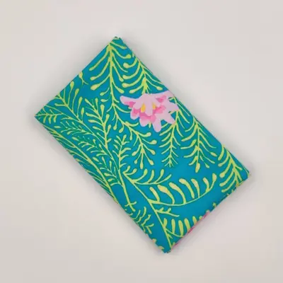 FQ8070 turkis Ferns kaffe fasset patchworkstof