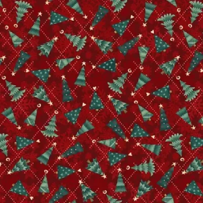 8098 rød med juletræer patchworkstof (1)