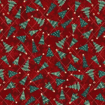 8098 rød med juletræer patchworkstof (1)