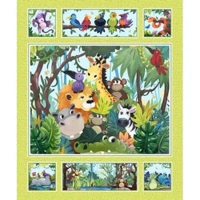 8106 panel med dyr patchworkstof
