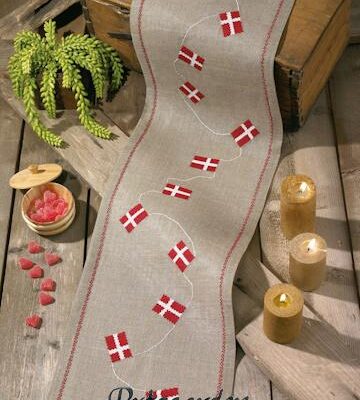 68-1102 fødselsdagsløber permin broderikit - postgaarden.com