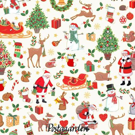 7789 Råhvid med julemotiver patchworkstof - postgaarden.com