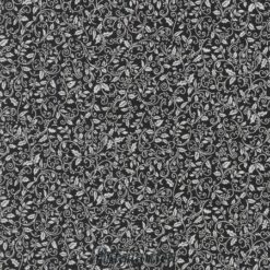 7796 Sort med sølv blade patchworkstof - postgaarden.com