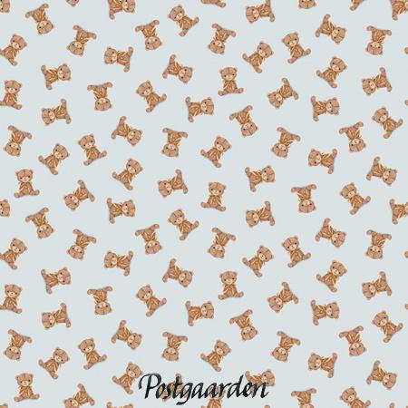 7802 Lyseblå med små bamser patchworkstof - postgaarden.com