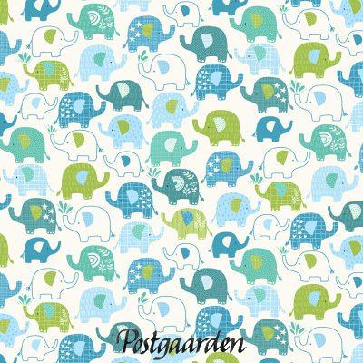 7816 blå elefanter patchworksstof - postgaarden.com