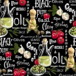 7825 Sort med grønt og olie patchworkstof - postgaarden.com