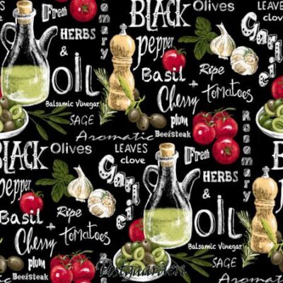 7825 Sort med grønt og olie patchworkstof - postgaarden.com