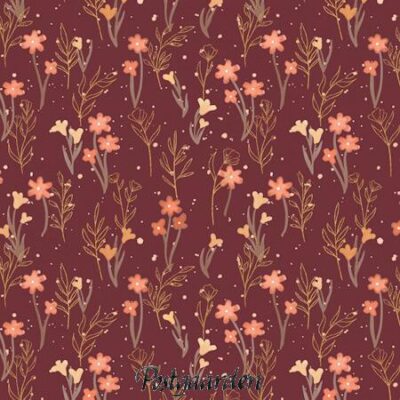 7841 bordeaux med blomster patchworkstof - postgaarden.com