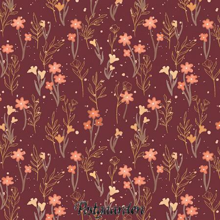 7841 bordeaux med blomster patchworkstof - postgaarden.com