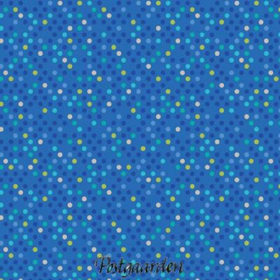7847 Mellemblå med prikker patchworkstof - postgaarden.com