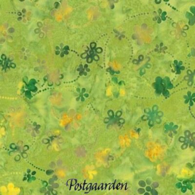7848 vårgrøn med blomster bali batik patchworkstof - postgaarden.com