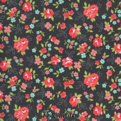 7860 grå med blomster moda patchworkstof - postgaarden.com