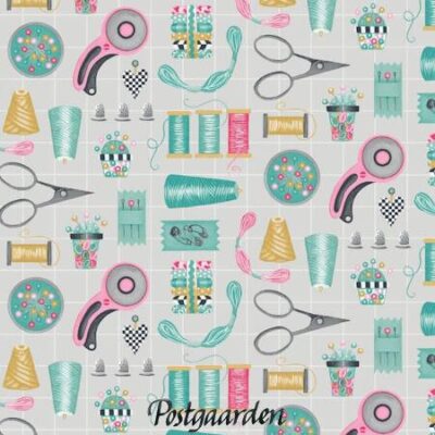 7861 lysgrå med sygrej henry glass patchworkstof - postgaarden.com