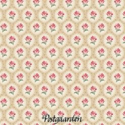 7871 beige med blomst i firkant patchworkstof - postgaarden.com