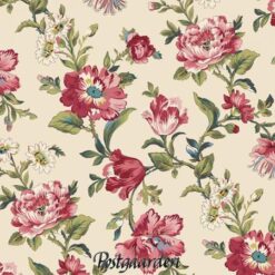 7873 Beige med store blomster patchworkstof - postgaarden.com