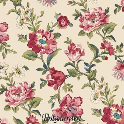 7873 Beige med store blomster patchworkstof - postgaarden.com