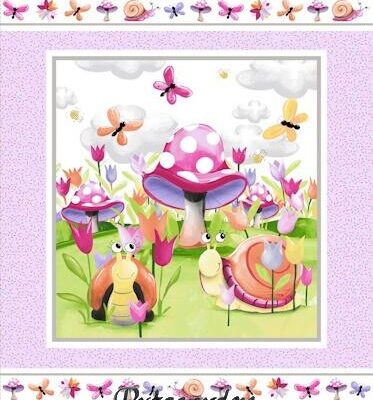 7878 panel med snegle patchworkstof - postgaarden.com