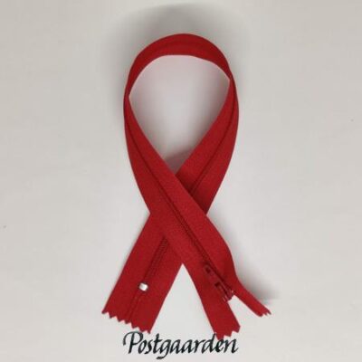 Rød 30cm lynlås ikke-delbar - postgaarden.com