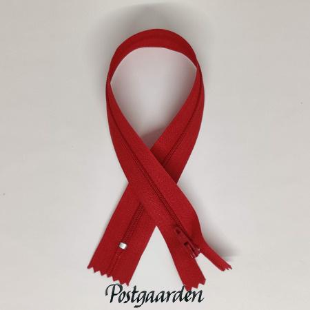 Rød 30cm lynlås ikke-delbar - postgaarden.com