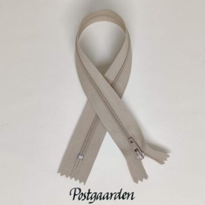 Beige 30cm lynlås ikke-delbar - postgaarden.com