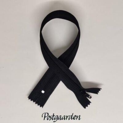 Sort 30cm lynlås ikke-delbar - postgaarden.com