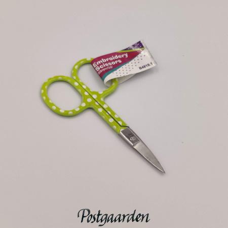 Broderi saks grøn prikker - postgaarden.com